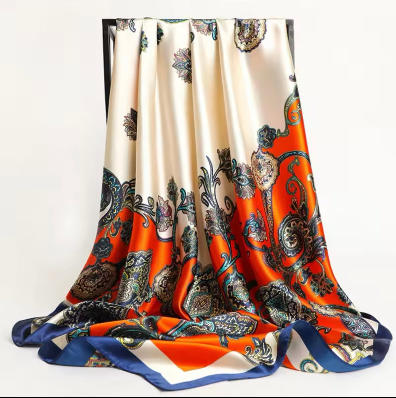 Bandanna Luxury Brand 90*90cm Versatile Silk Scarf Women Large Shawl