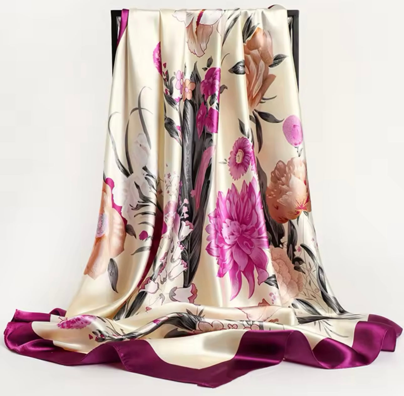 Bandanna Luxury Brand 90*90cm Versatile Silk Scarf Women Large Shawl