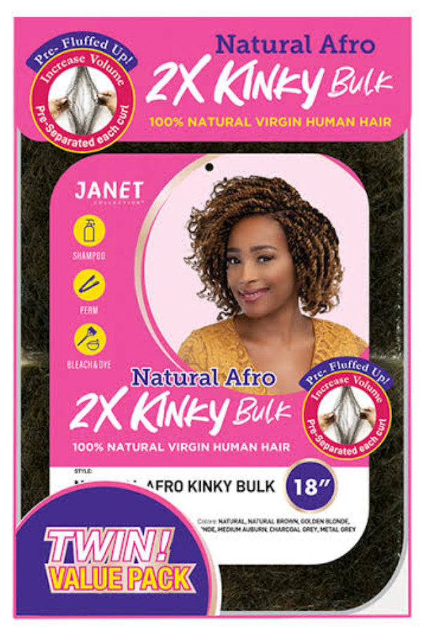 NATURAL AFRO KINKY BULK (TWIN) 12"
