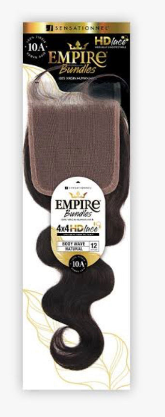 HH 4 X 4 HD LACE CLOSURE BODY WAVE - EMPIRE BUNDLE NATURAL- 1
