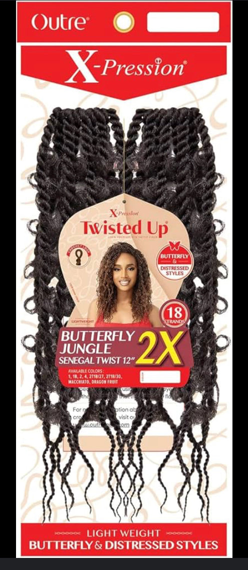 X-PRESSION - TWISTED UP - BUTTERFLY JUNGLE SENEGAL TWIST 18"