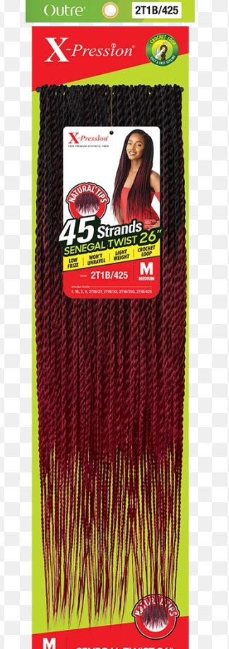 X-PRESSION SENEGAL TWIST MEDIUM NATURAL TIP 45 STRANDS 20"