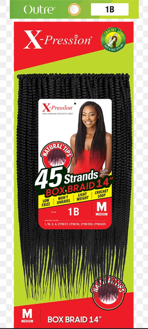 X-PRESSION BOX BRAID MEDIUM NATURAL TIP 45 STRANDS 20"
