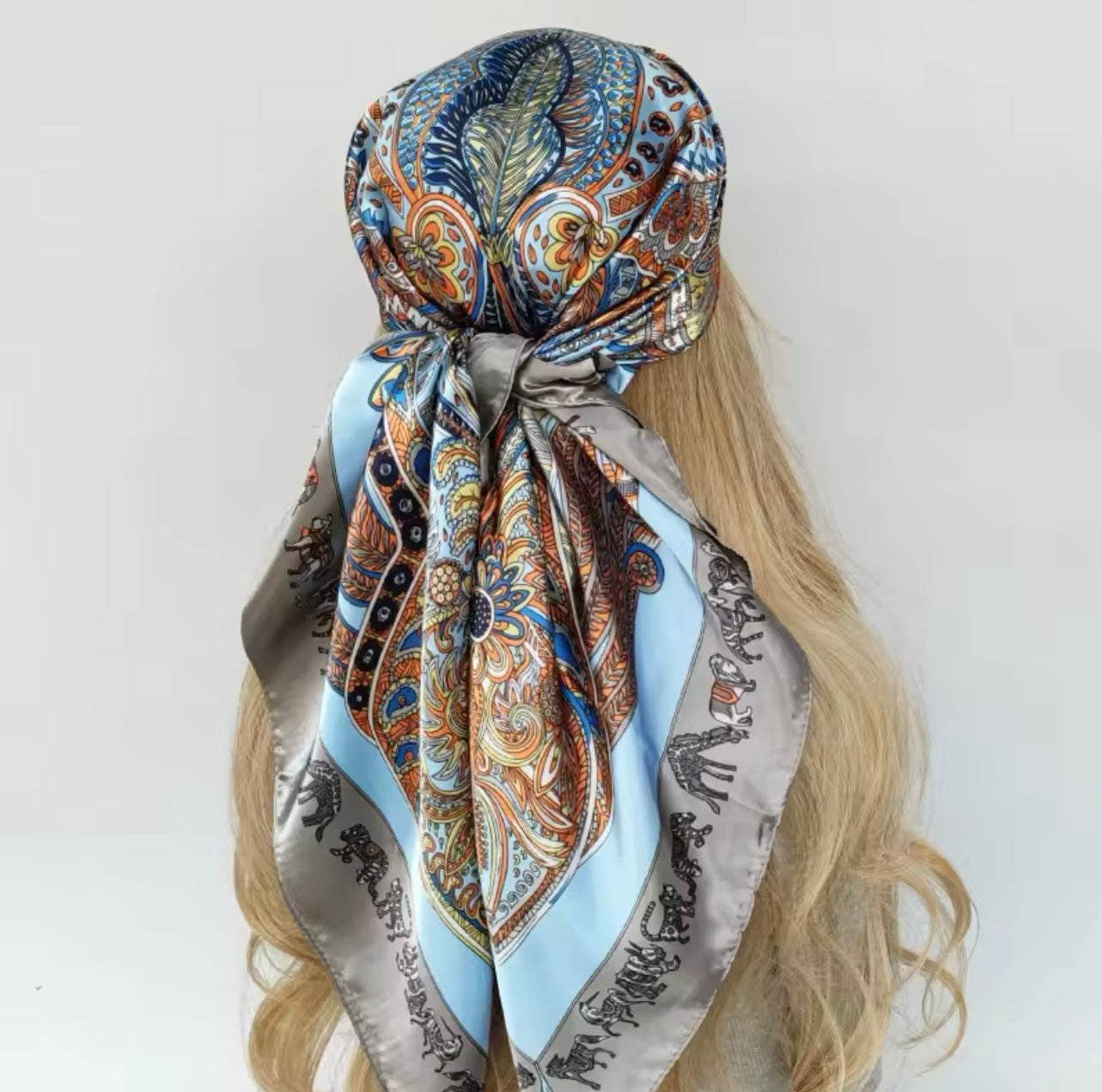 Bandanna Luxury Brand 90*90cm Versatile Silk Scarf Women Large Shawl