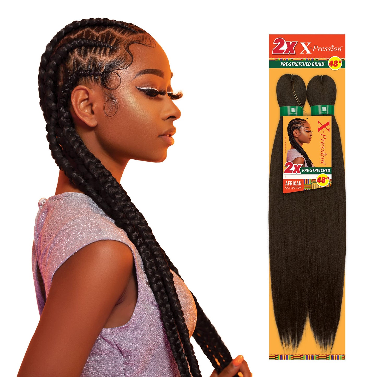 2X XPRESSION PRESTRECHED HAIR BRAIDS 48’