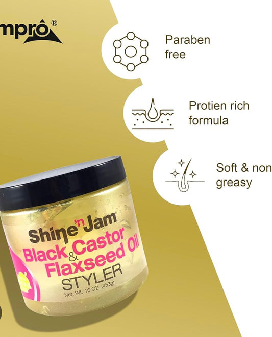AMPRO GEL BLACK CASTOR & FLAXSEED (16OZ) (6/CS)