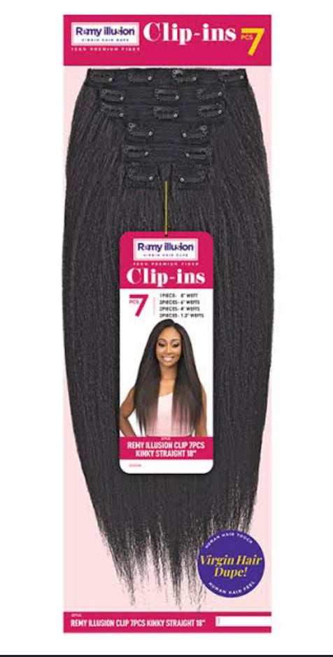 REMY ILLUSION CLIP 7PCS KINKY STRAIGHT 18"