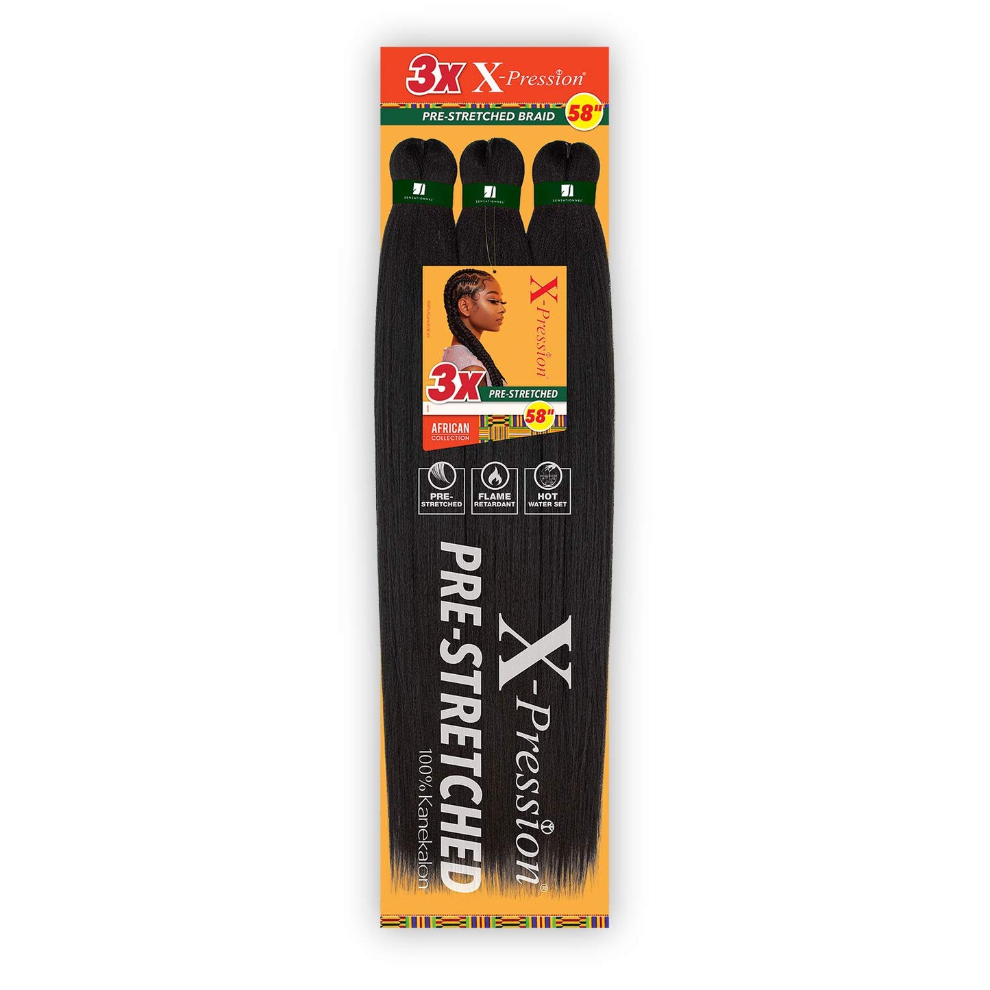 3X XPRESSION PRESTRECHED HAIR BRAIDS 58”
