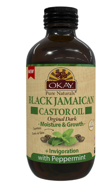 OKAY Pure Naturals Black Jamaican Castor Oil with Peppermint - 4 oz / 118 ml